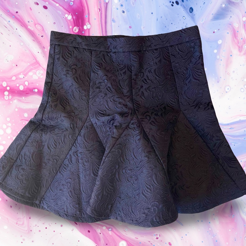 Francesca’s Blue Rain Navy Blue Side zip Pleated Godete Mini Swing Skirt SzM NWT